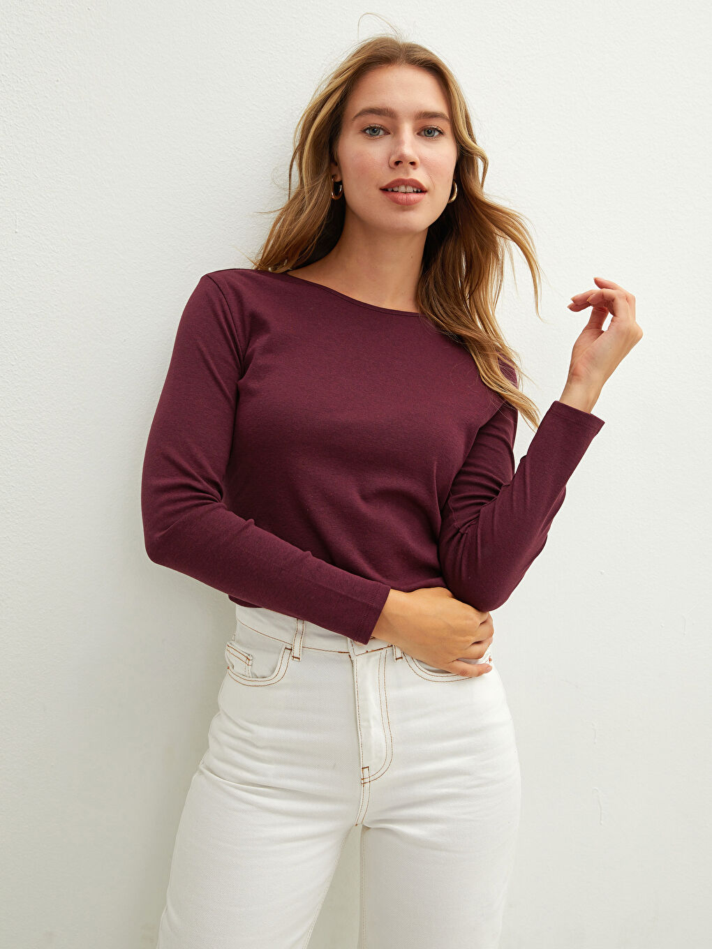 LCWAIKIKI Basic Crew Neck Plain Long Sleeve Women's T-Shirt -W13897Z8-LCP