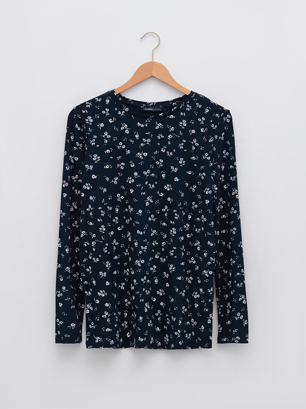 Crew Neck Patterned Long Sleeve Women's T-Shirt-5