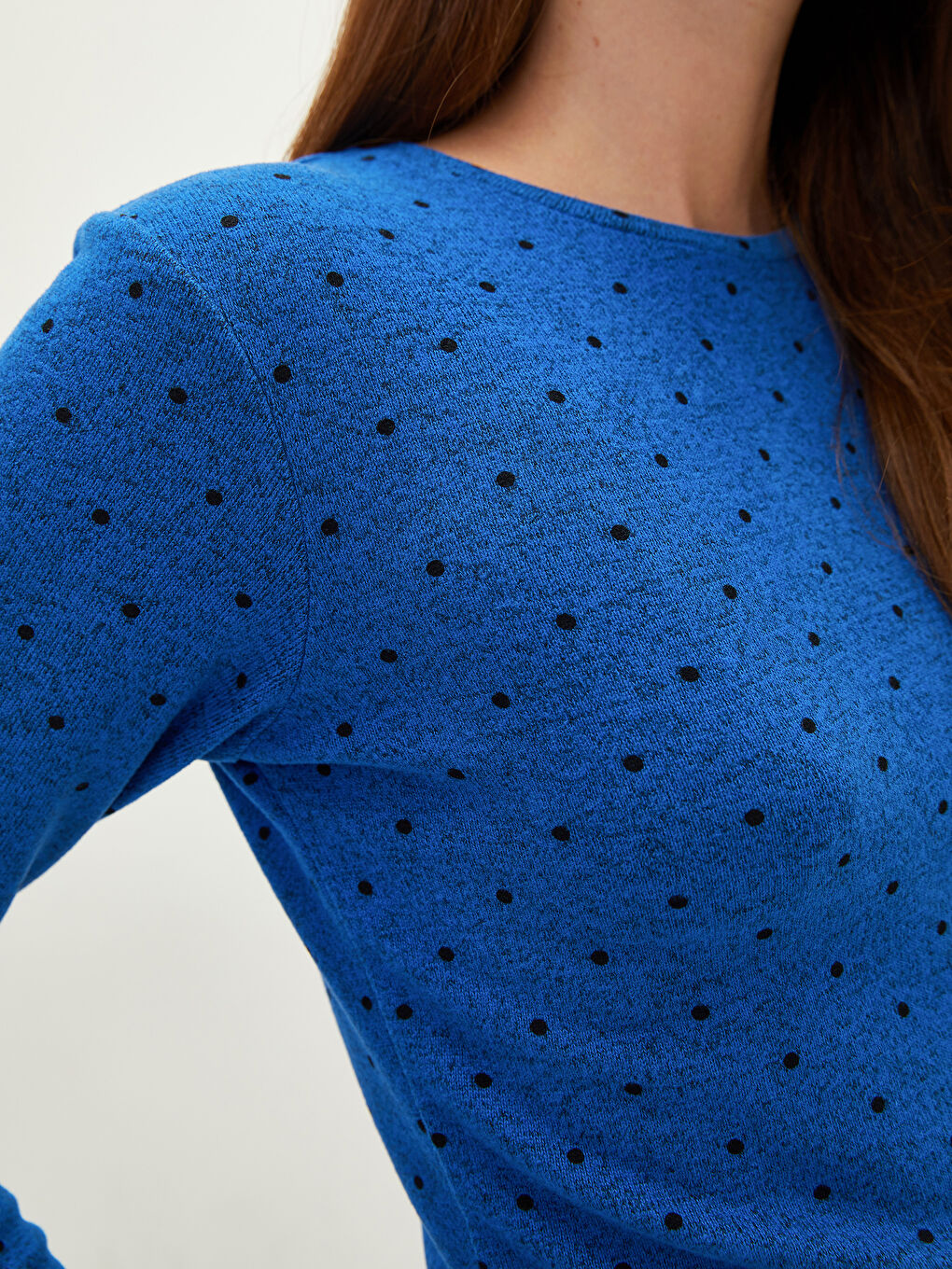 Mavi Bisiklet Yaka Puantiyeli Uzun Kollu Kadın Tişört-2