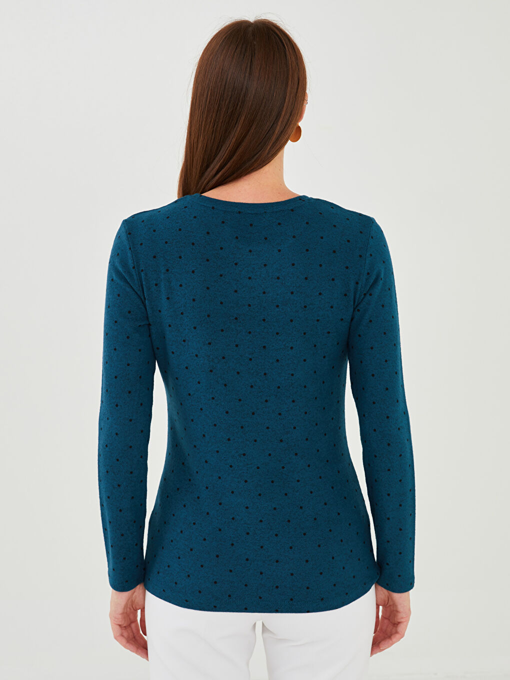 LCWAIKIKI Basic Crew Neck Polka Dot Long Sleeve Women's T-shirt -W13899Z8-LRR