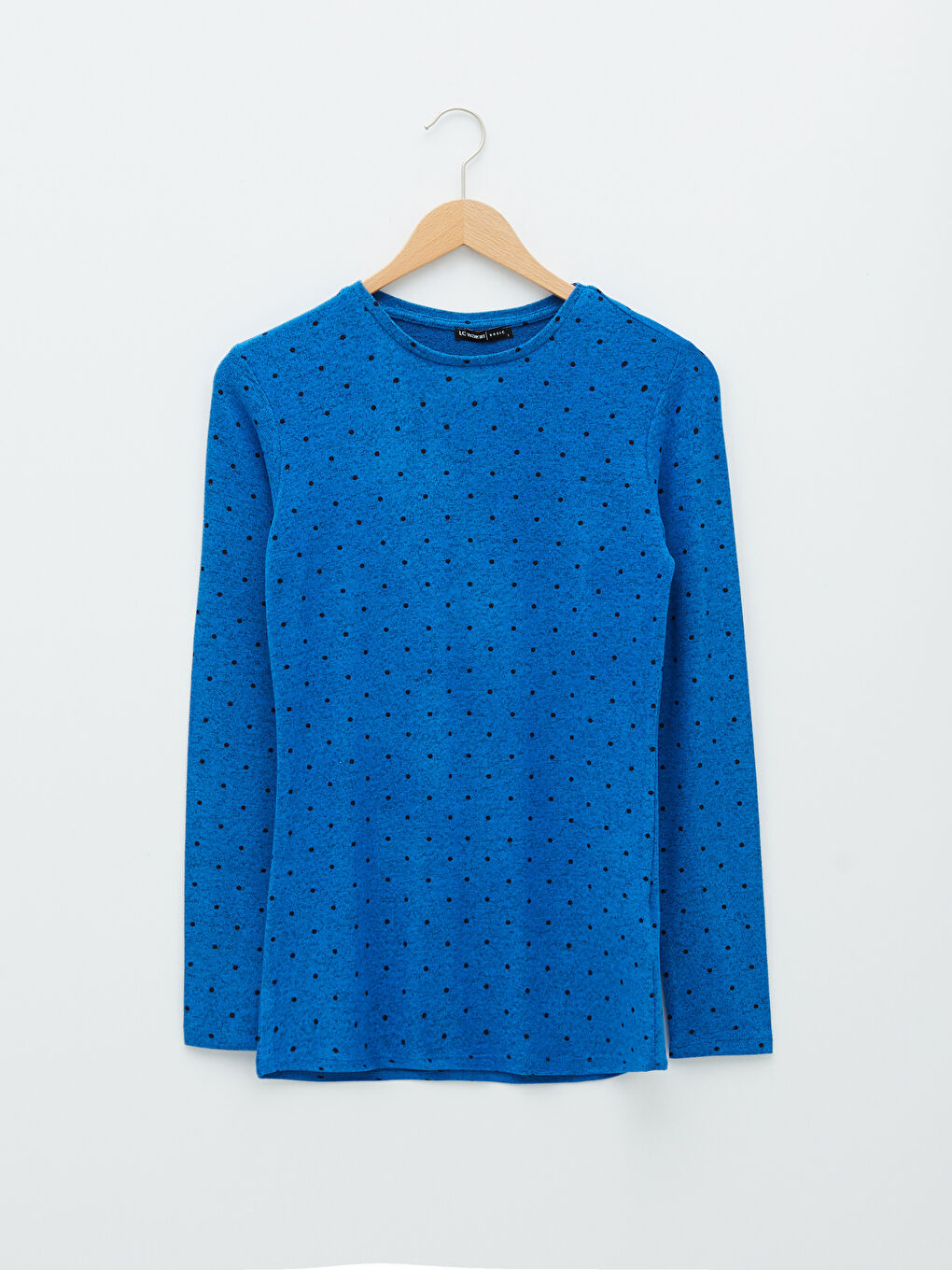 Mavi Bisiklet Yaka Puantiyeli Uzun Kollu Kadın Tişört-5