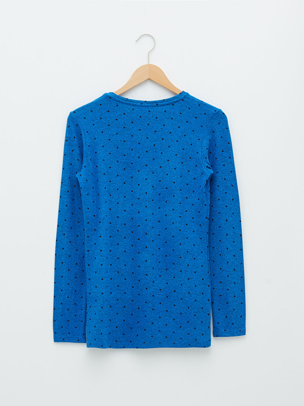 Mavi Bisiklet Yaka Puantiyeli Uzun Kollu Kadın Tişört-6