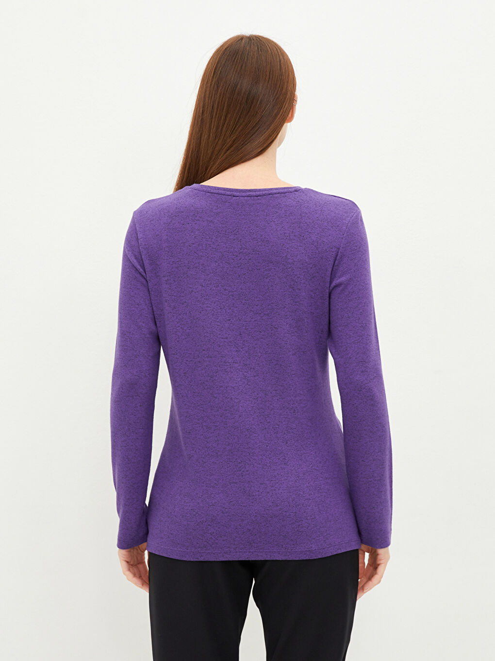 Crew Neck Plain Long Sleeve Women's T-Shirt-6