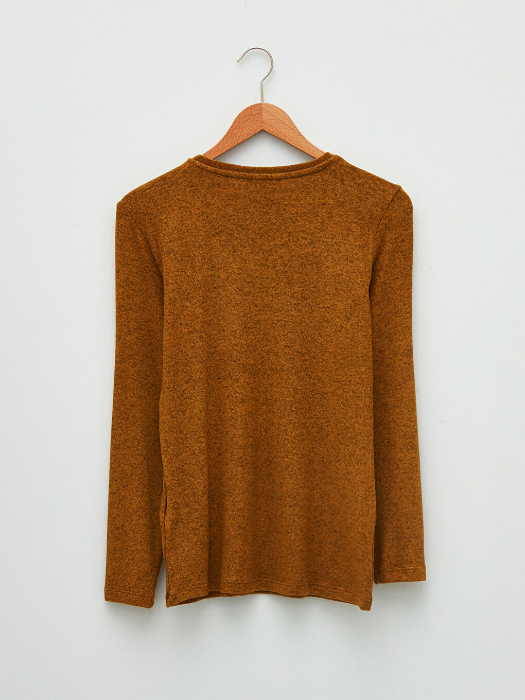 Sarı Bisiklet Yaka Düz Uzun Kollu Kadın Tişört-6