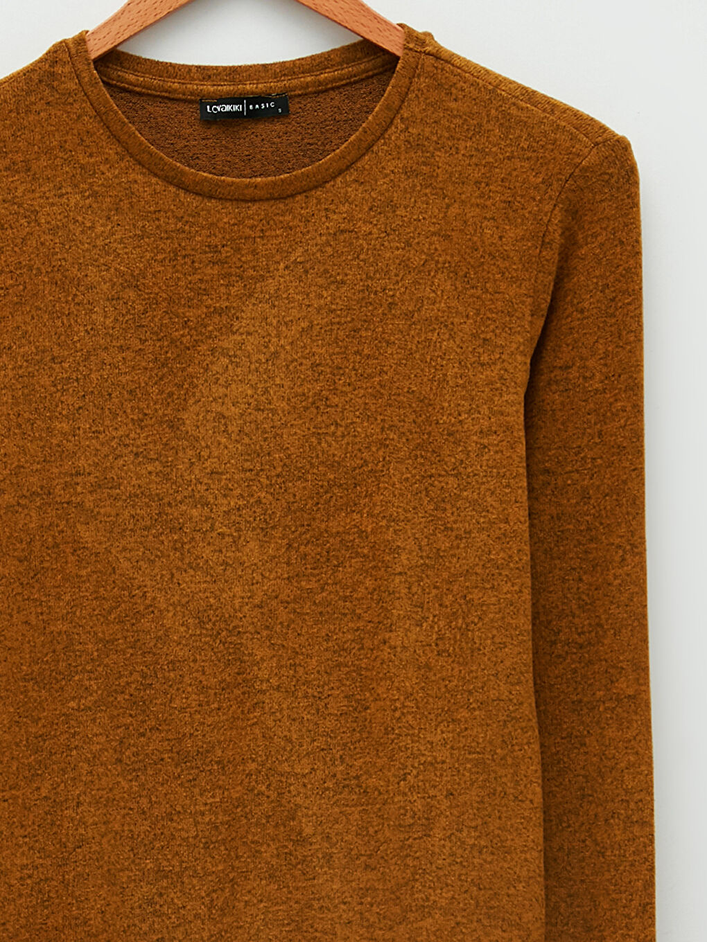 Sarı Bisiklet Yaka Düz Uzun Kollu Kadın Tişört-7