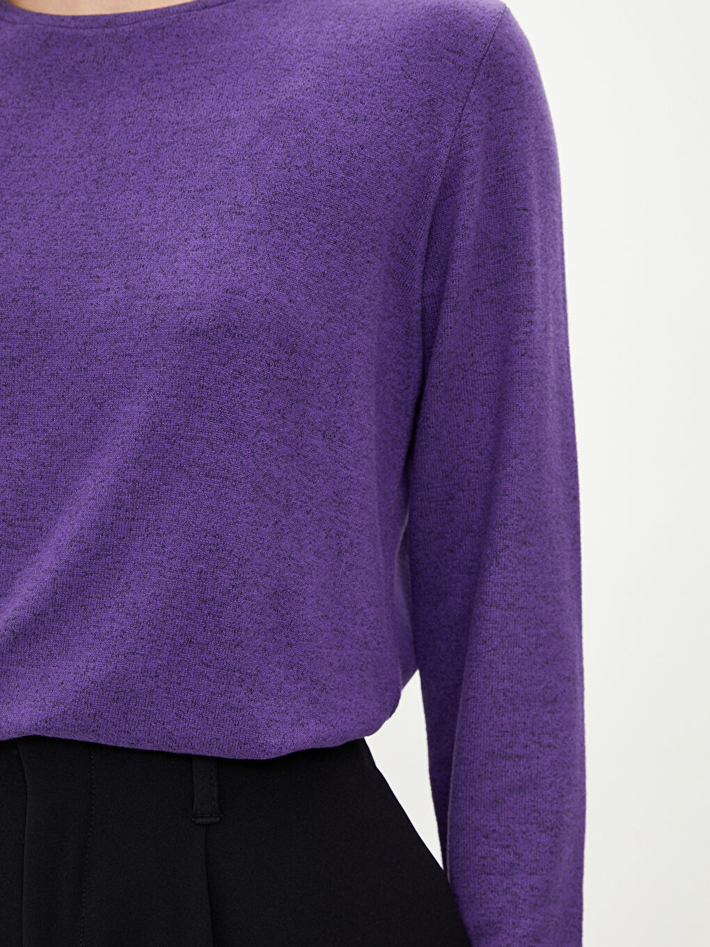 Crew Neck Plain Long Sleeve Women's T-Shirt-4