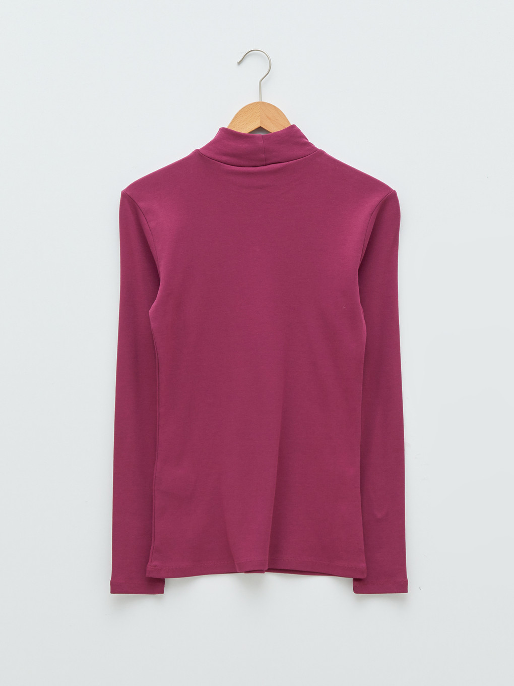 Stehkragen Gerade Langarm Baumwolle T-shirt Für Damen-6