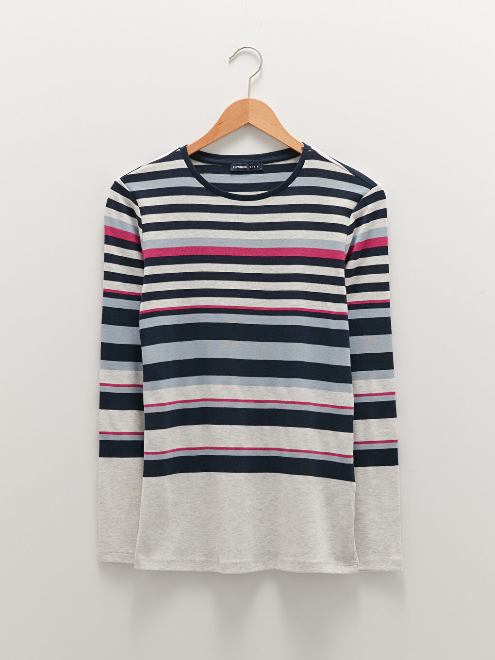 Crew Neck Striped Long Sleeve Women's T-Shirt-5