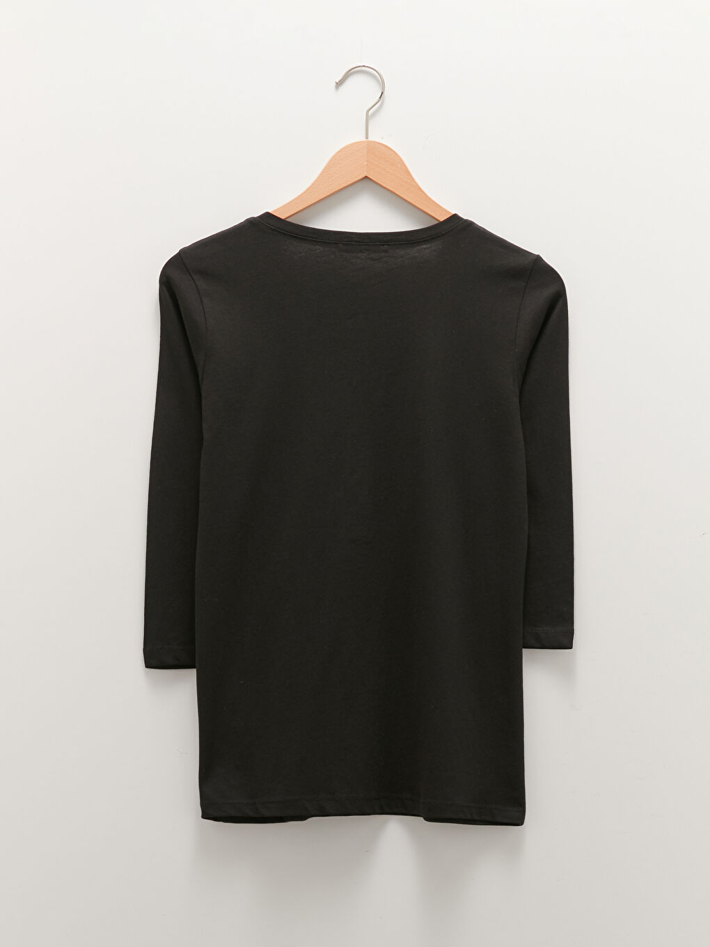 بلوزة قطن سادة بياقة دائرية للسيدات-5