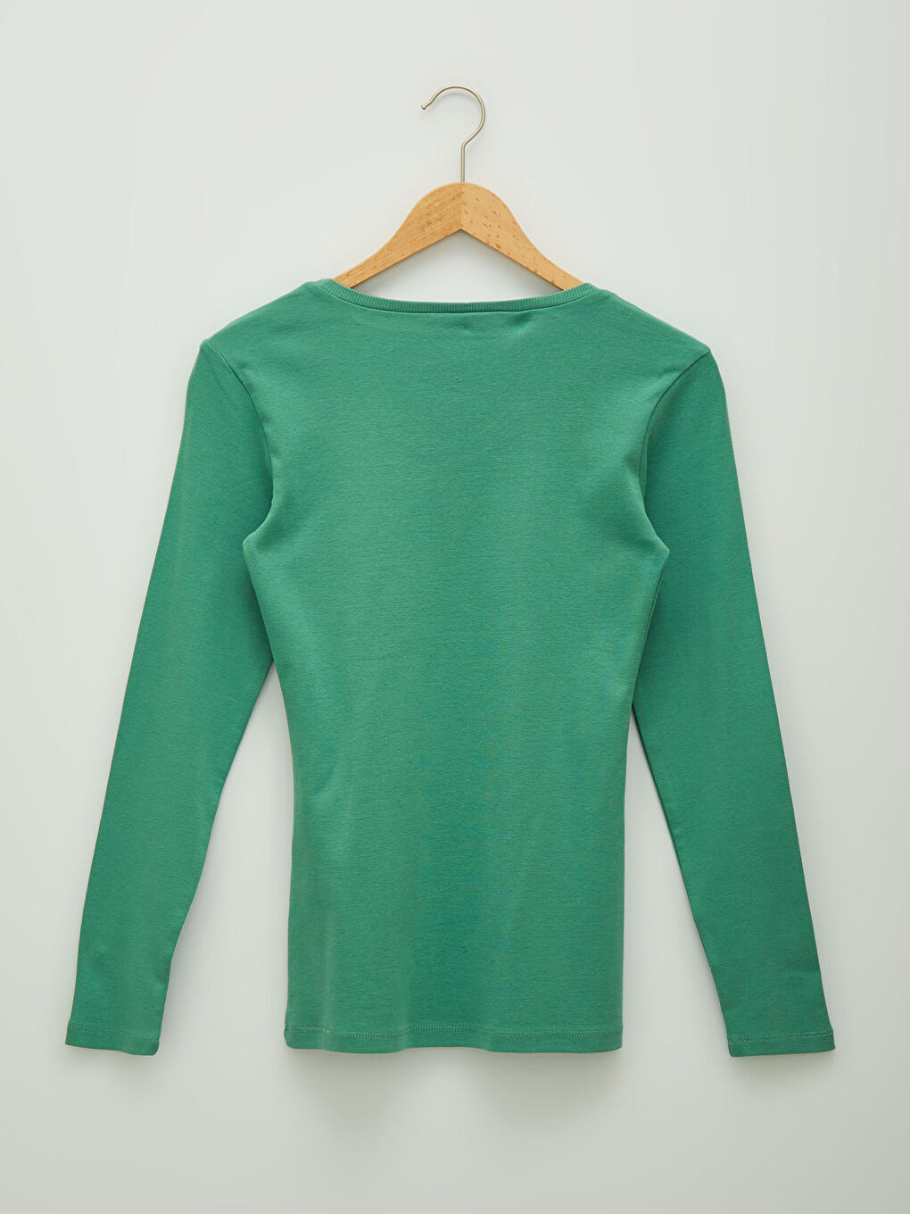 Футболка Женская С Длинным Рукавом Однотонная С V-Образным Вырезом Из Рифленой Ткани-6