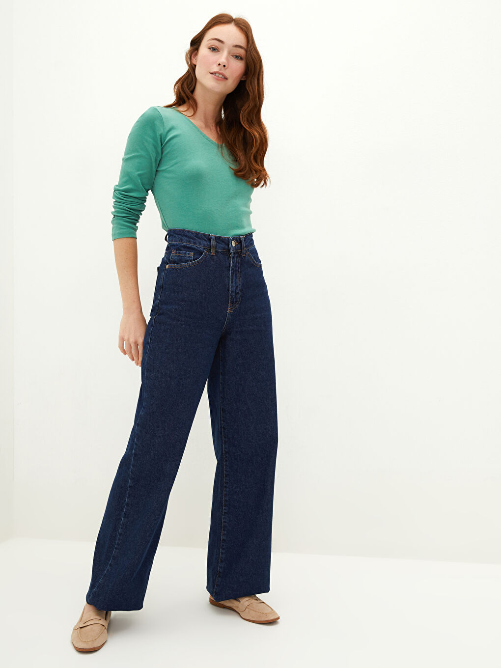 Футболка Женская С Длинным Рукавом Однотонная С V-Образным Вырезом Из Рифленой Ткани-2