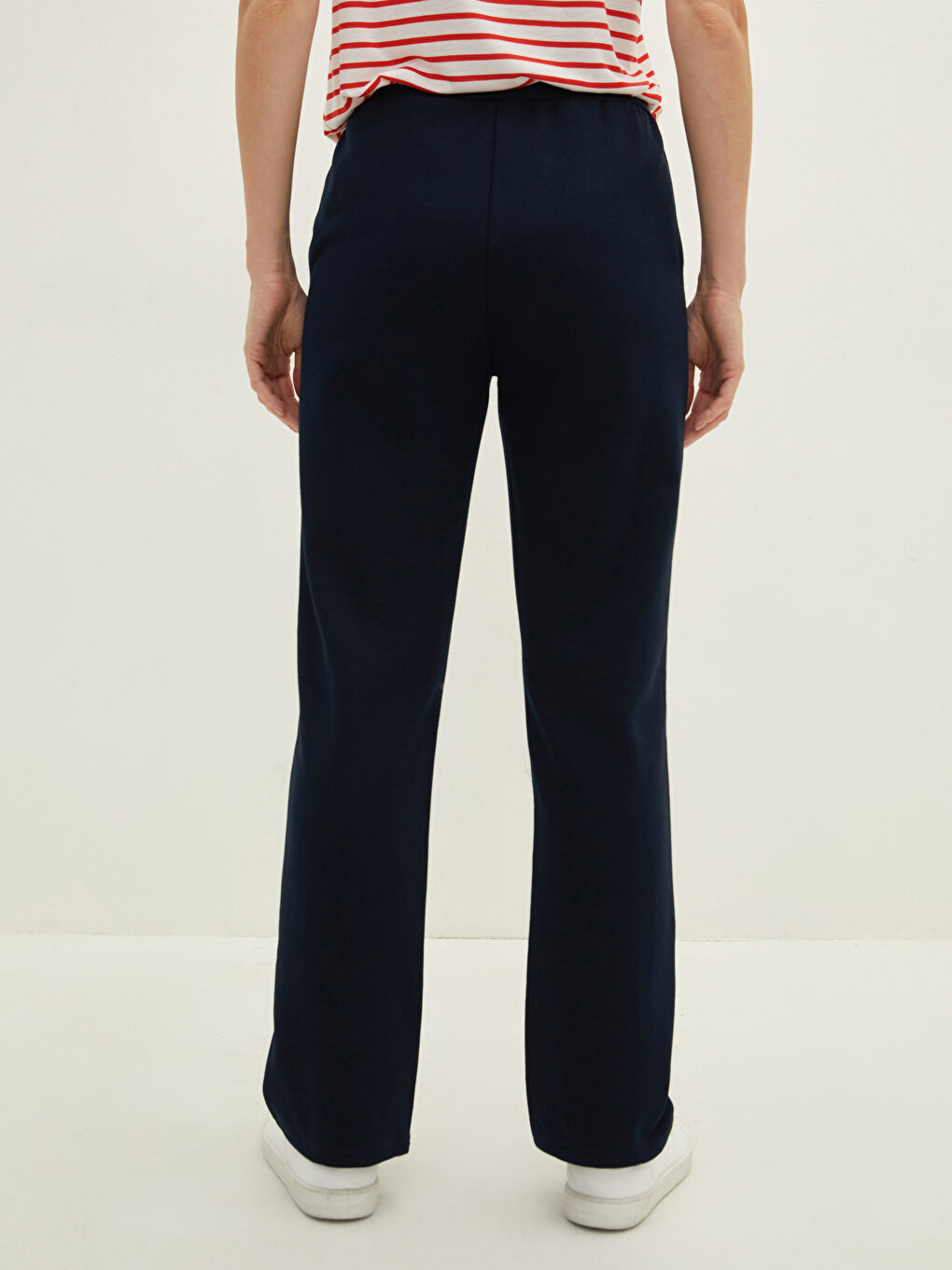 Lacivert Beli Lastikli Düz Cep Detaylı Kadın Eşofman Altı-4