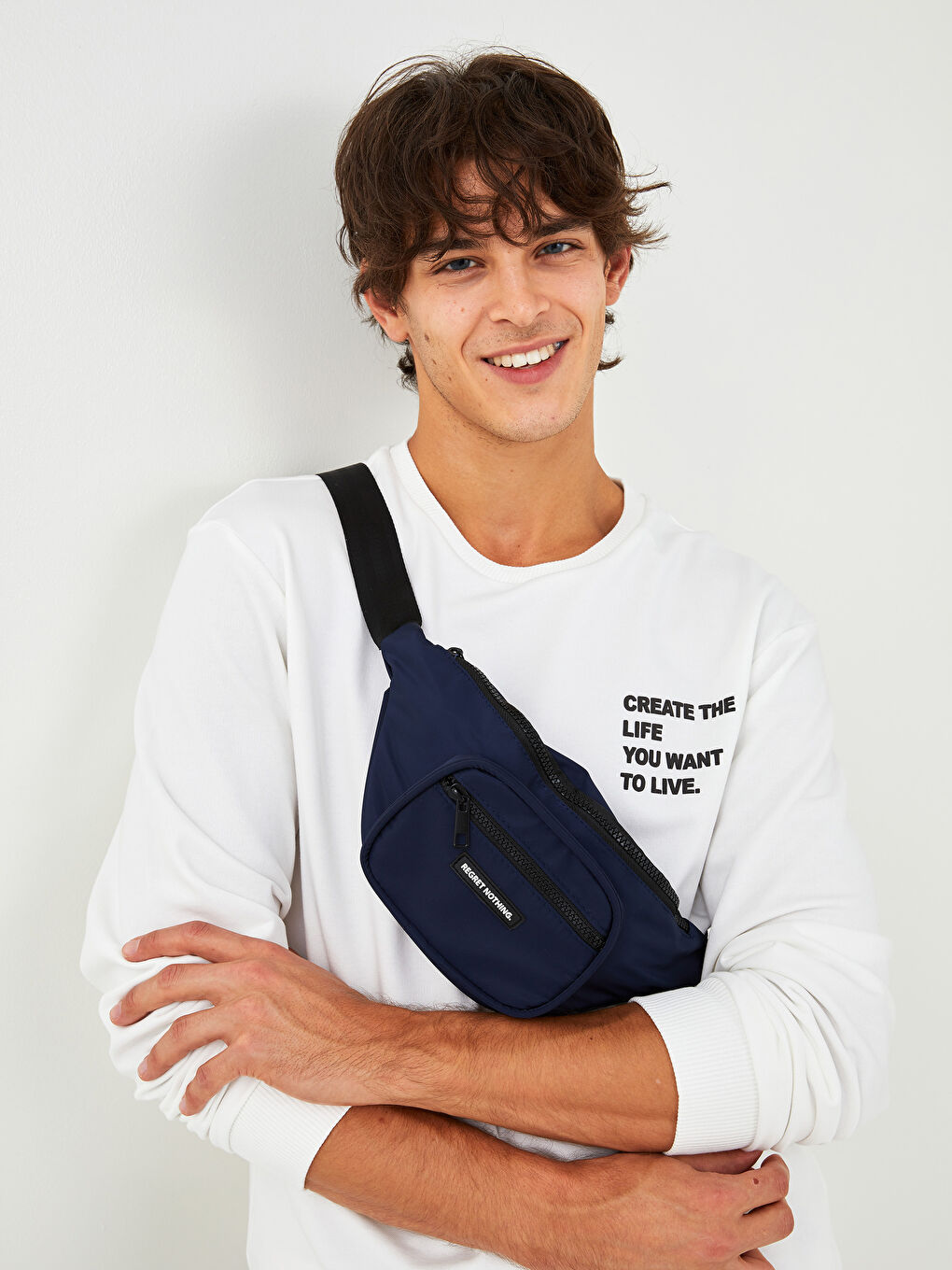 Label Detailed Men's Waist Bag