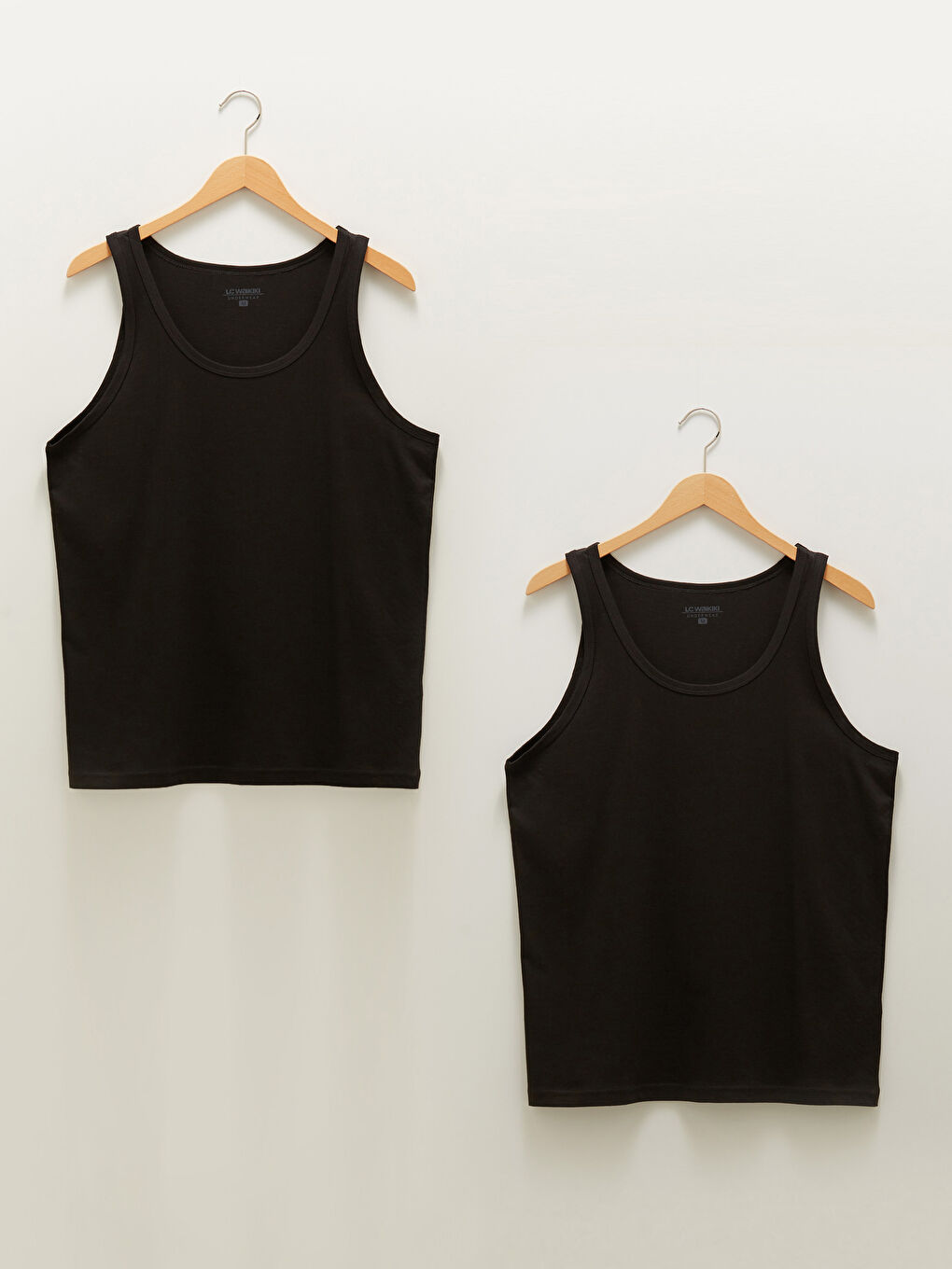 Siyah Bisiklet Yaka Basic Pamuklu Erkek Atlet 2'li