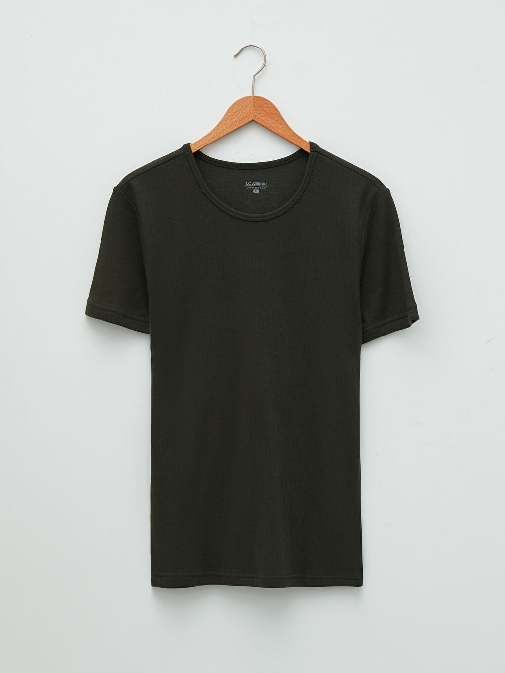 Haki Bisiklet Yaka Kısa Kollu Erkek Atlet-5