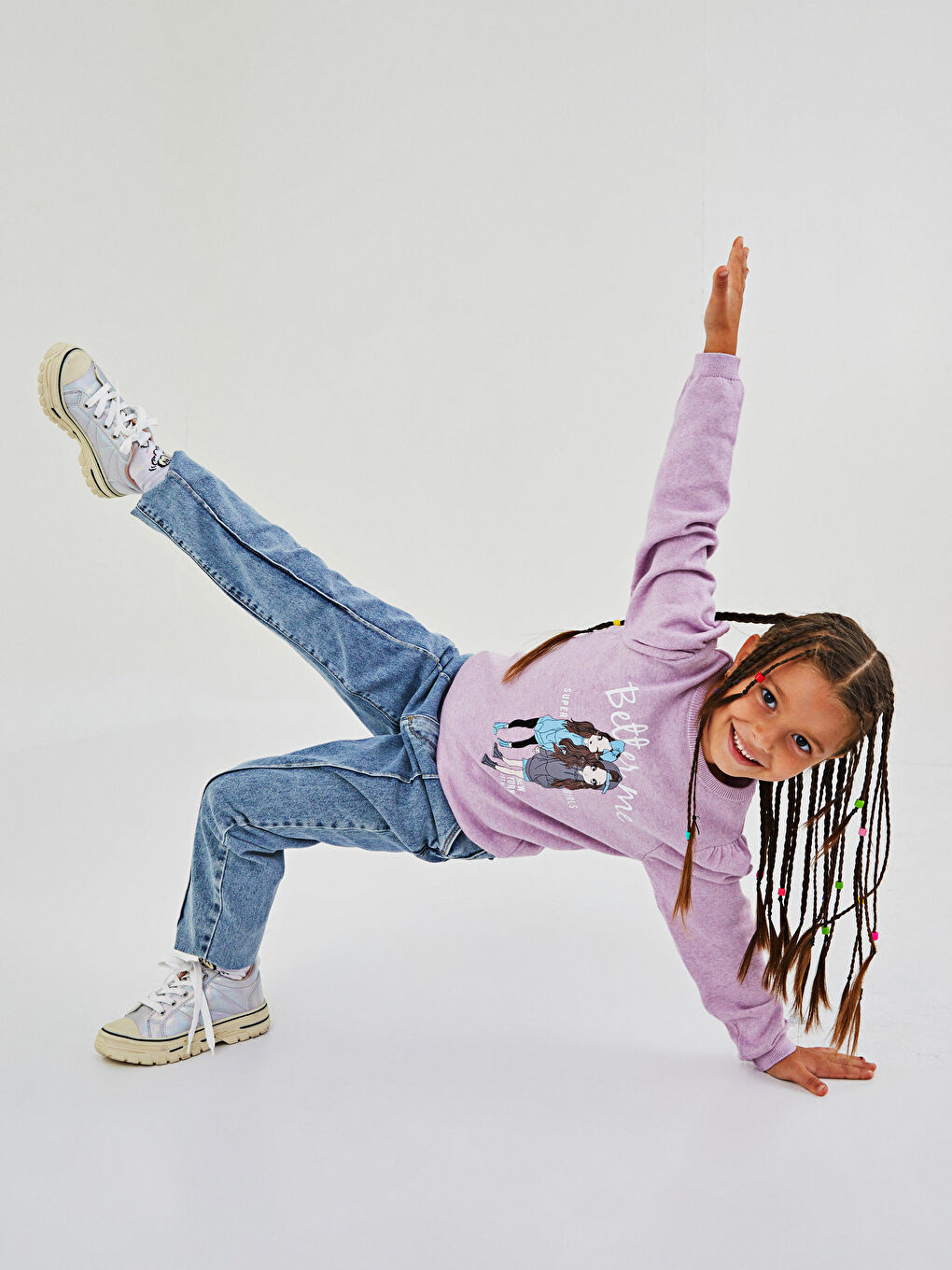 Crew Neck Printed Long Sleeve Girl Tricot Sweater-2