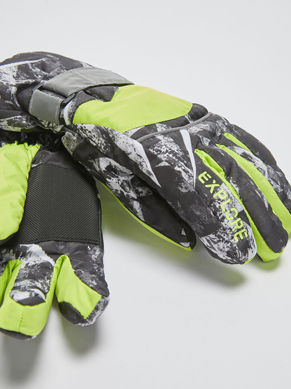 Boy Patterned Neon Detailed Gloves-1