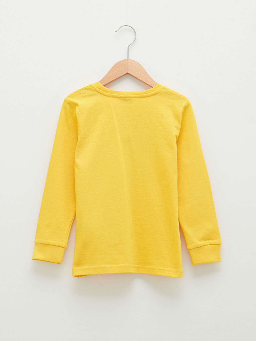 Sarı Bisiklet Yaka Baskılı Uzun Kollu Erkek Çocuk Tişört-1