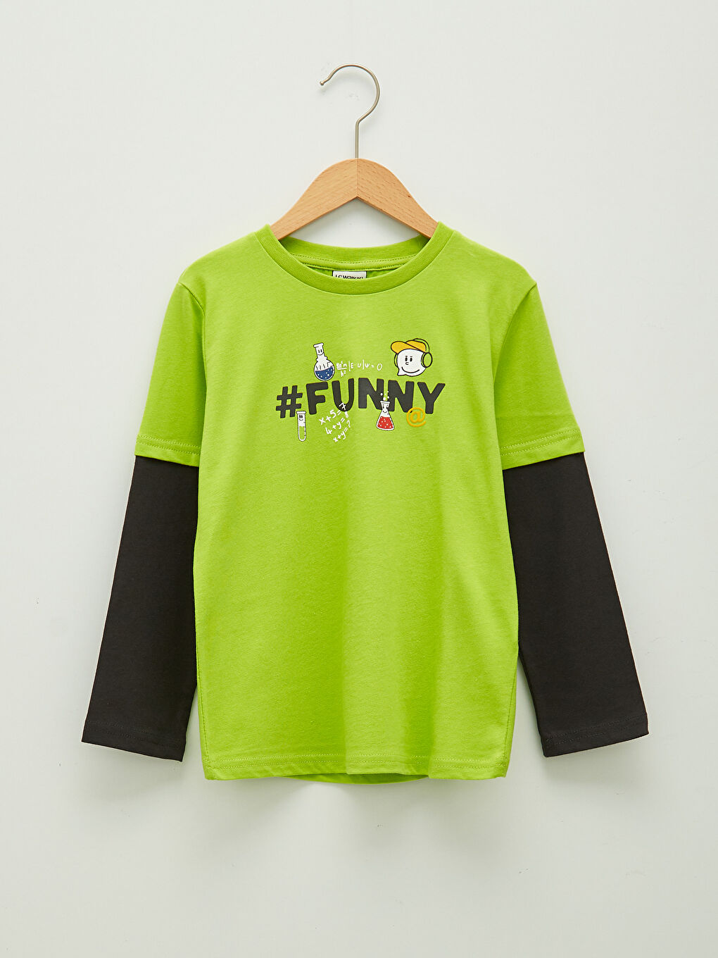 Crew Neck Printed Long Sleeve Cotton Boy T-shirt