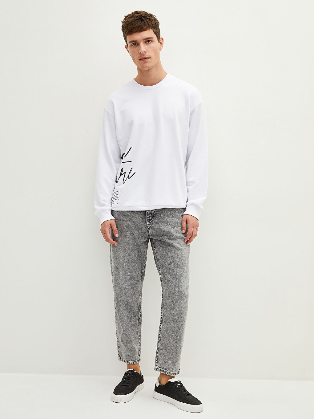 Crew Neck Long Sleeve Printed Thick Men's Sweatshirt-2