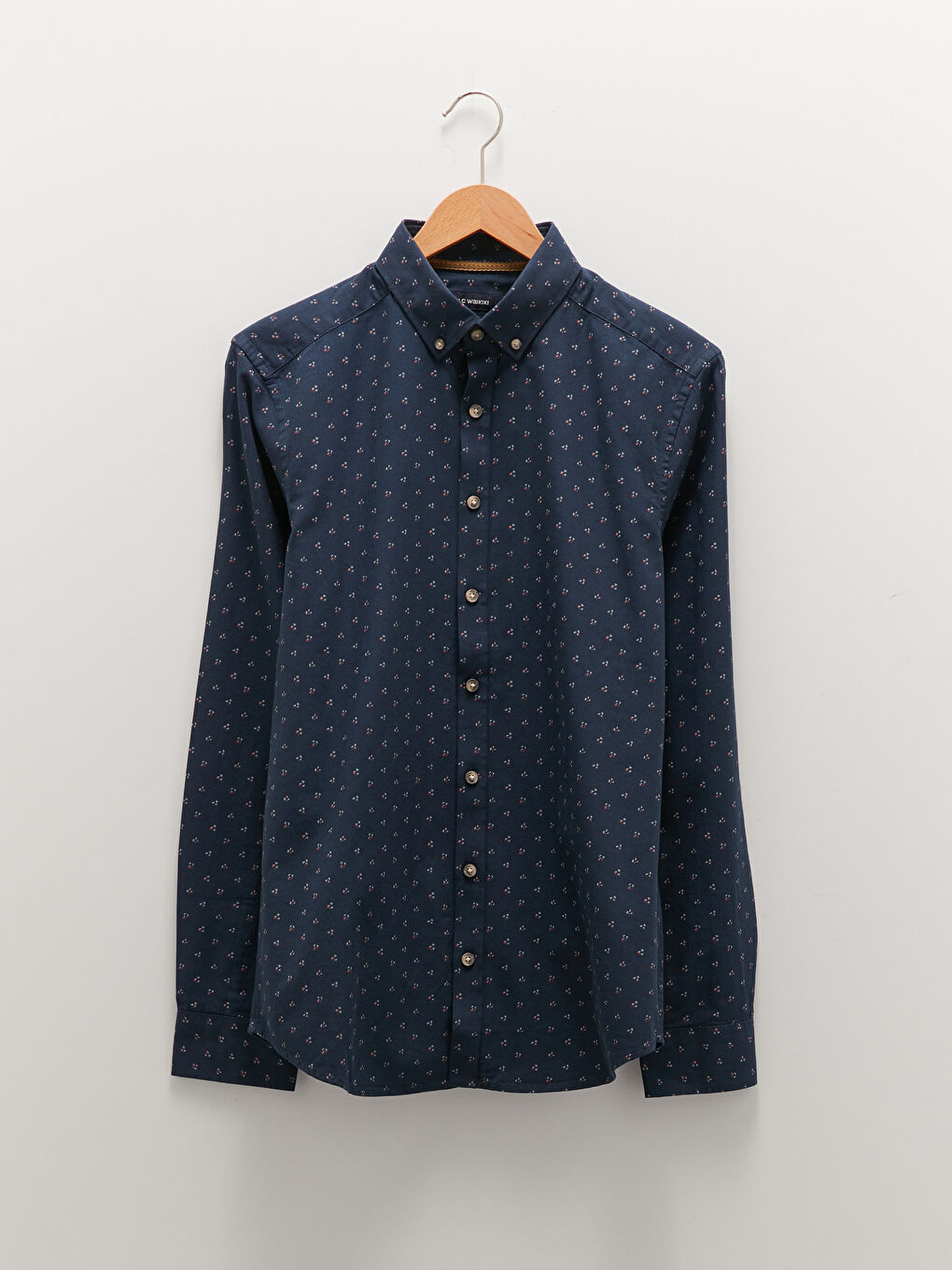 ерлерге арналған тар пішім ұзын жең өрнекті жейде-5