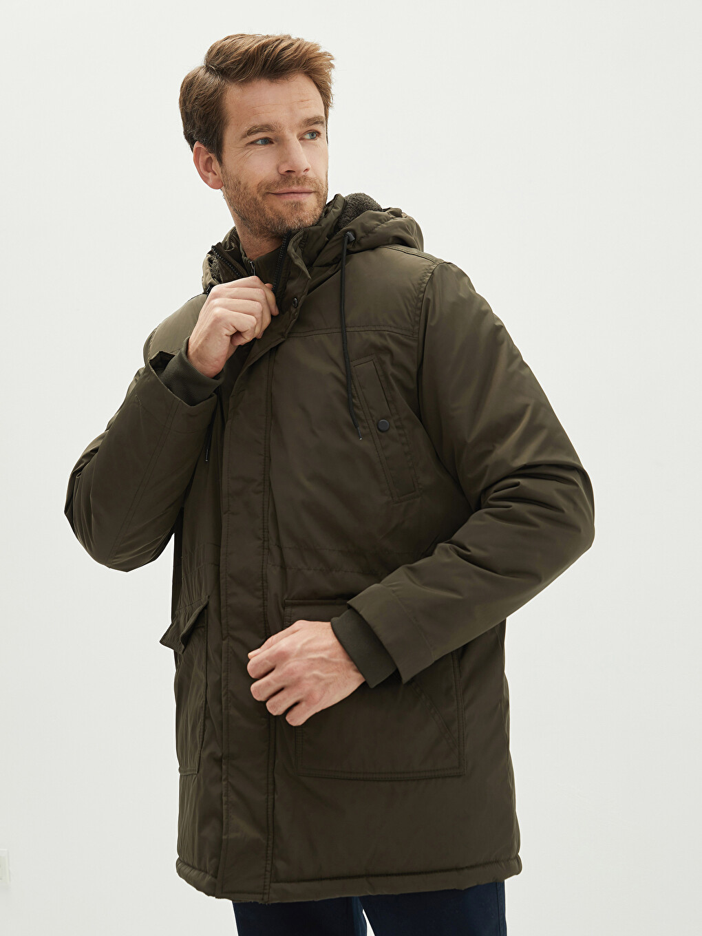 Standard Pattern Hooded Thick Men's Parka