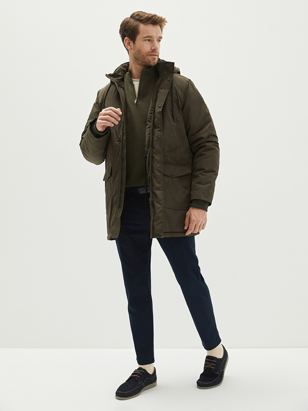 Standard Pattern Hooded Thick Men's Parka-2