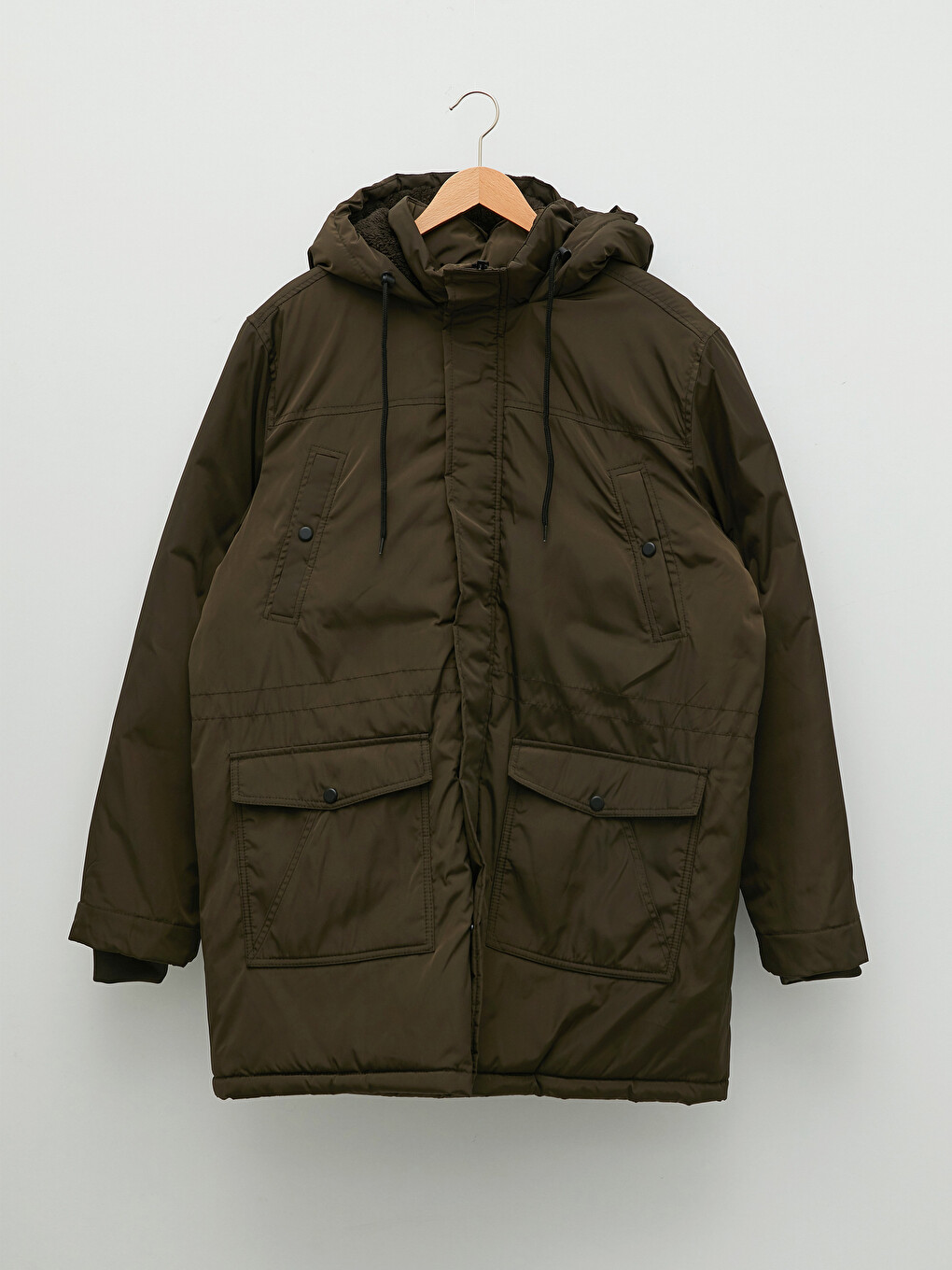 Standard Pattern Hooded Thick Men's Parka-5