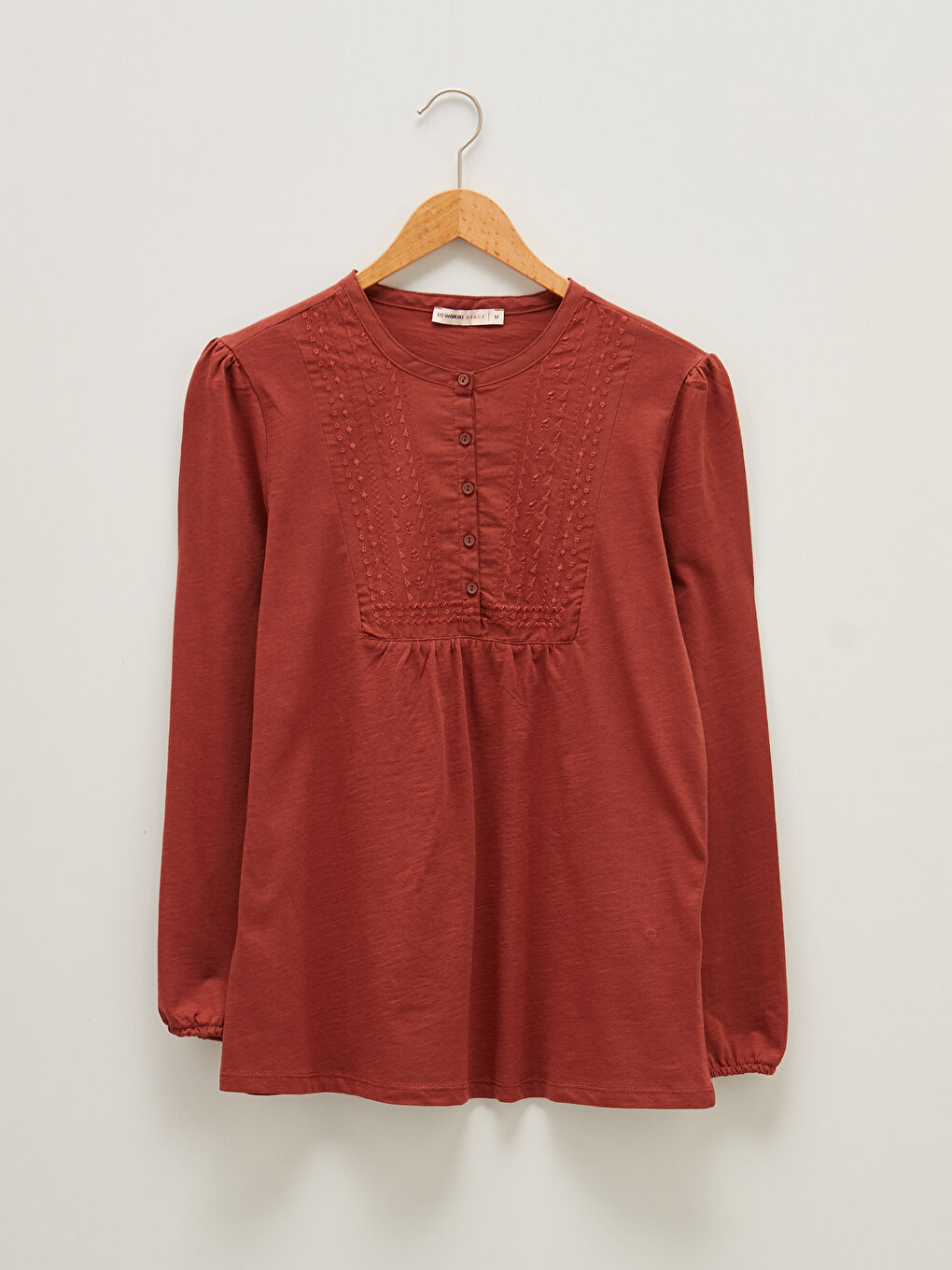 Blouse pour Femmes à Manches Longues Brodée avec Col Rond-6