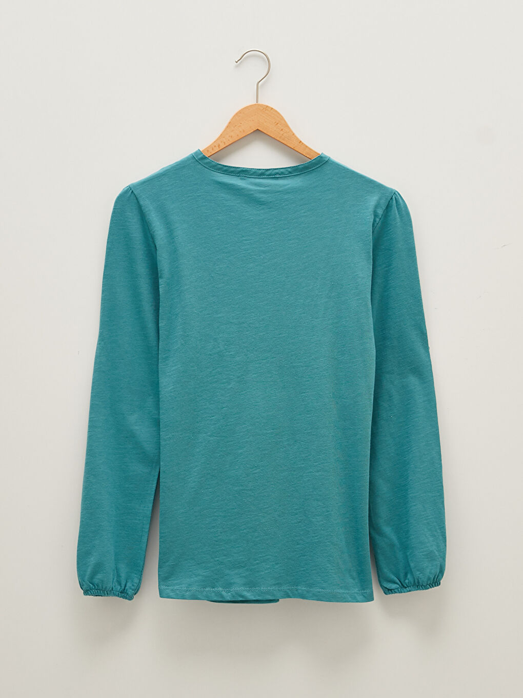 Turkuaz Bisiklet Yaka Nakışlı Uzun Kollu Kadın Bluz-5