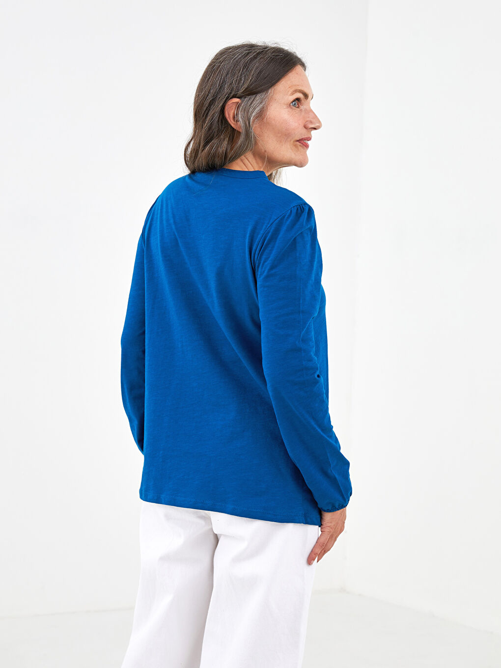 Rundhalsausschnitt Bestickte Langarm Bluse für Damen-4