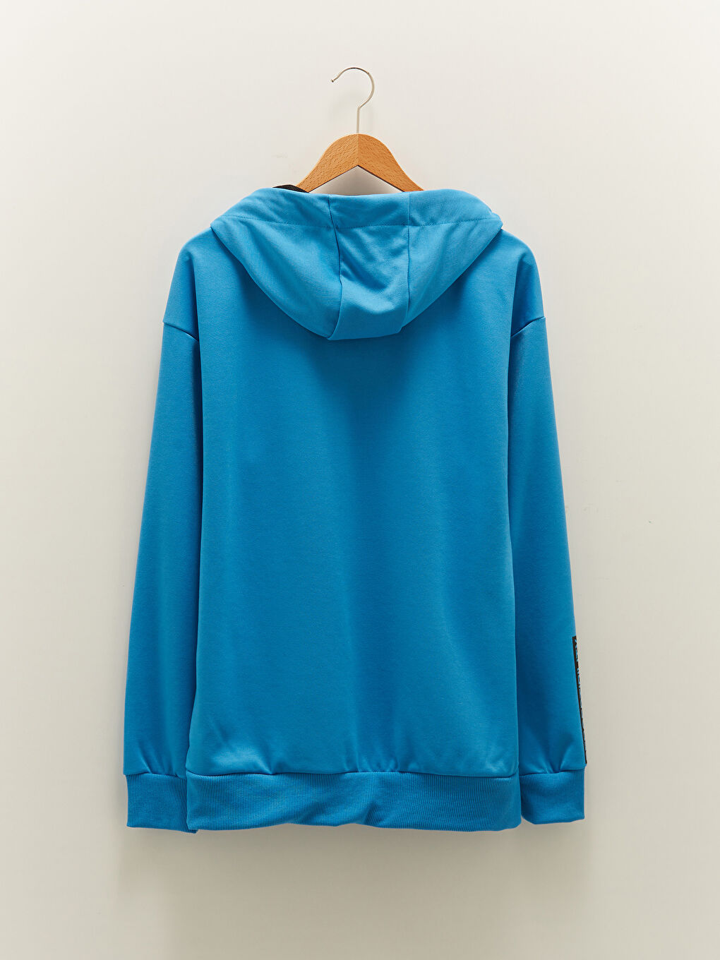 Mavi Uzun Kollu Baskılı Erkek Hoodie-15