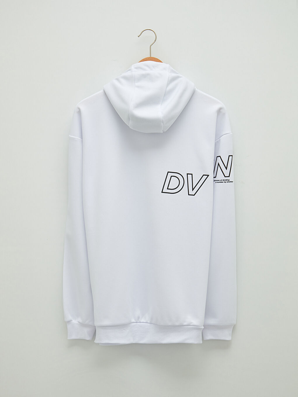 Beyaz Uzun Kollu Baskılı Erkek Hoodie-12