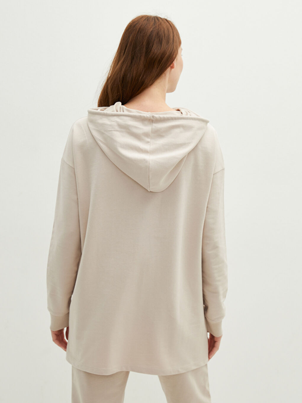 Женское Худи Однотонное С Длинным Рукавом Хлопковая Толстовка-5