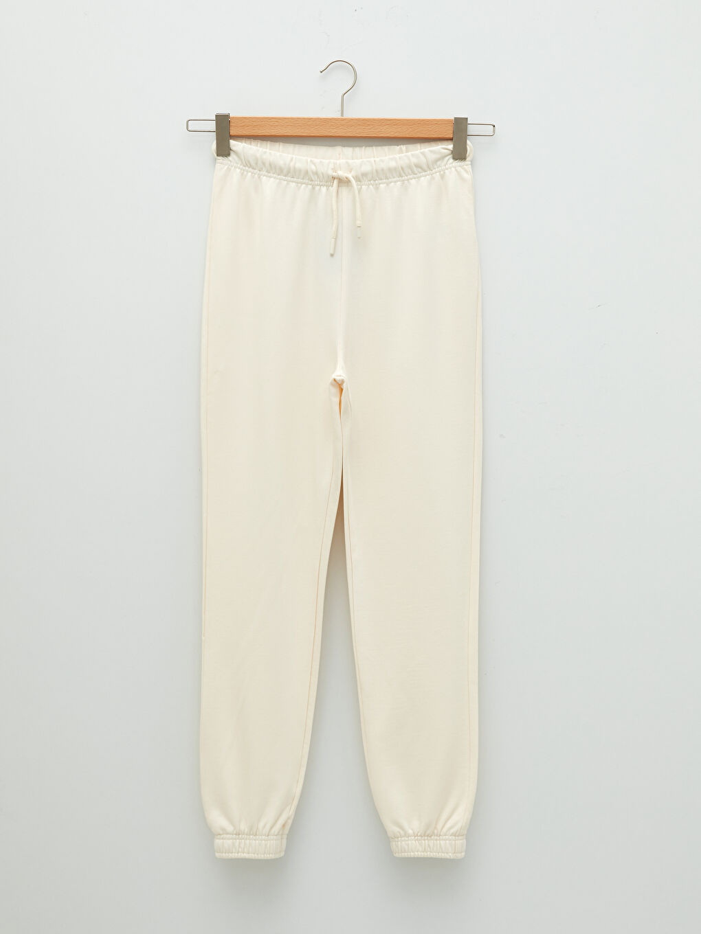 Ekru Kadın Beli Lastikli Düz Eşofman Altı-5