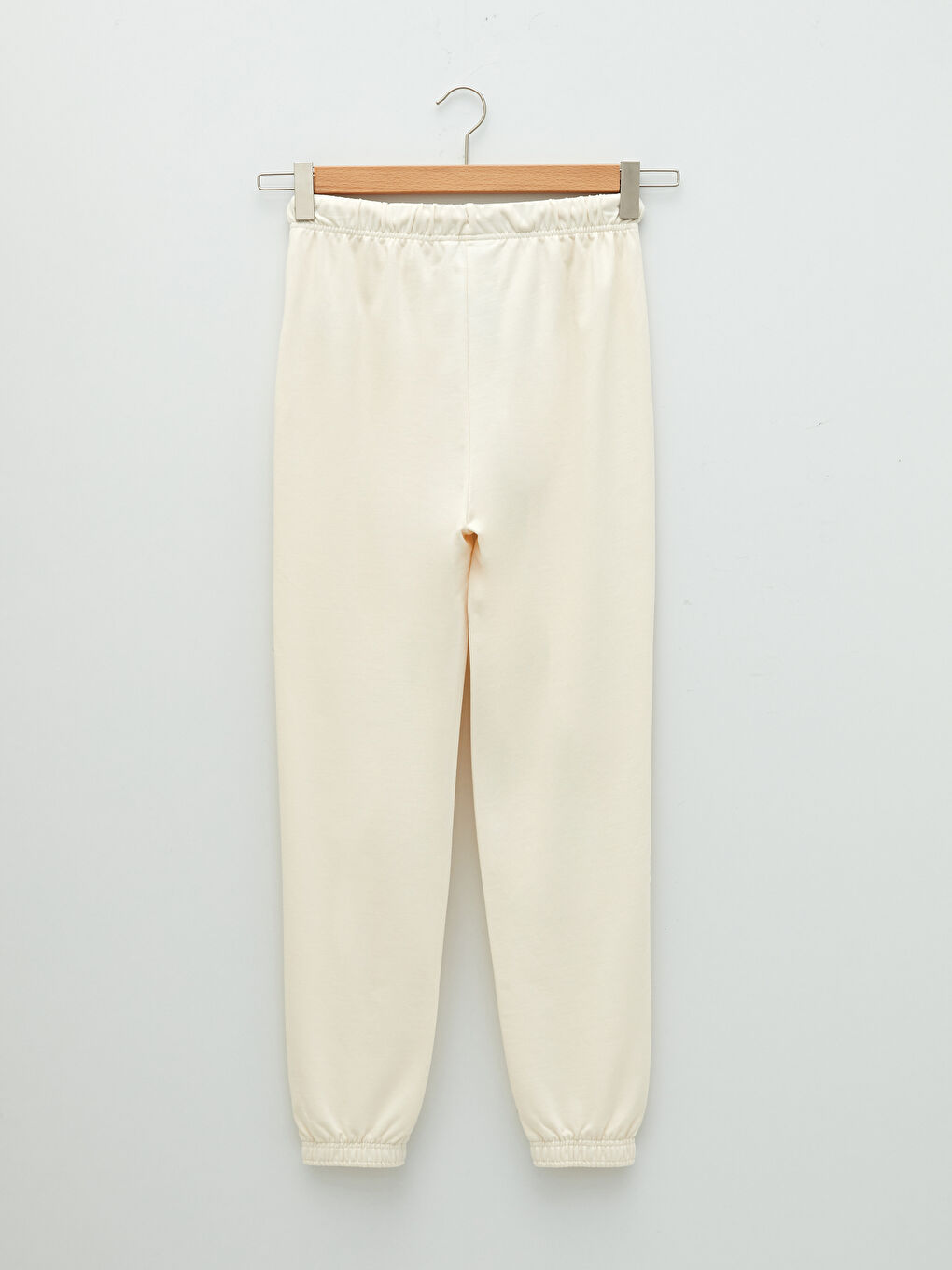 Ekru Kadın Beli Lastikli Düz Eşofman Altı-6