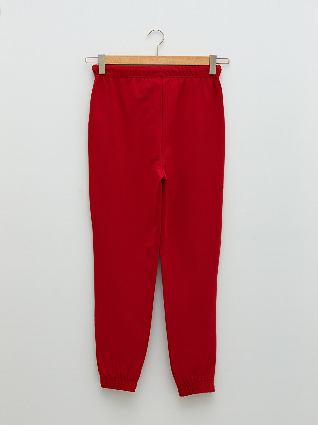 Kırmızı Kadın Beli Lastikli Düz Eşofman Alt-6