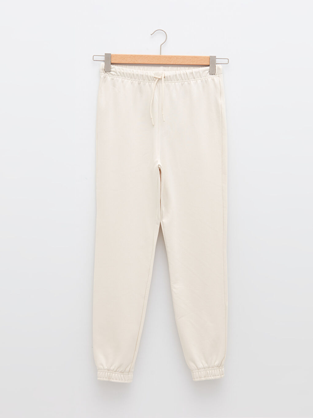 Bej Kadın Beli Lastikli Düz Eşofman Alt-5