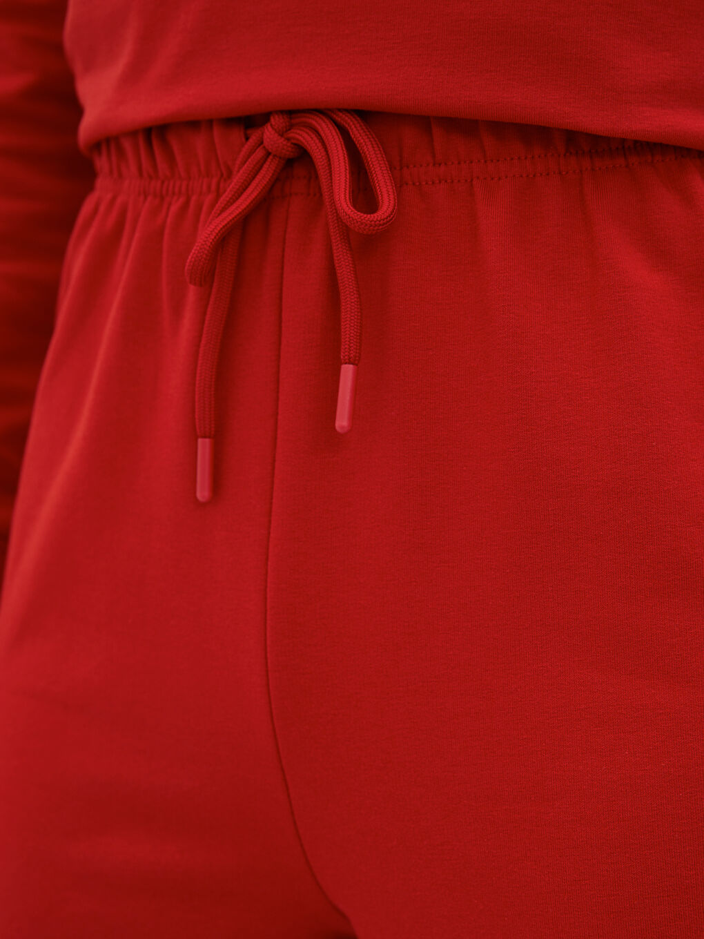 Kırmızı Kadın Beli Lastikli Düz Eşofman Alt-2