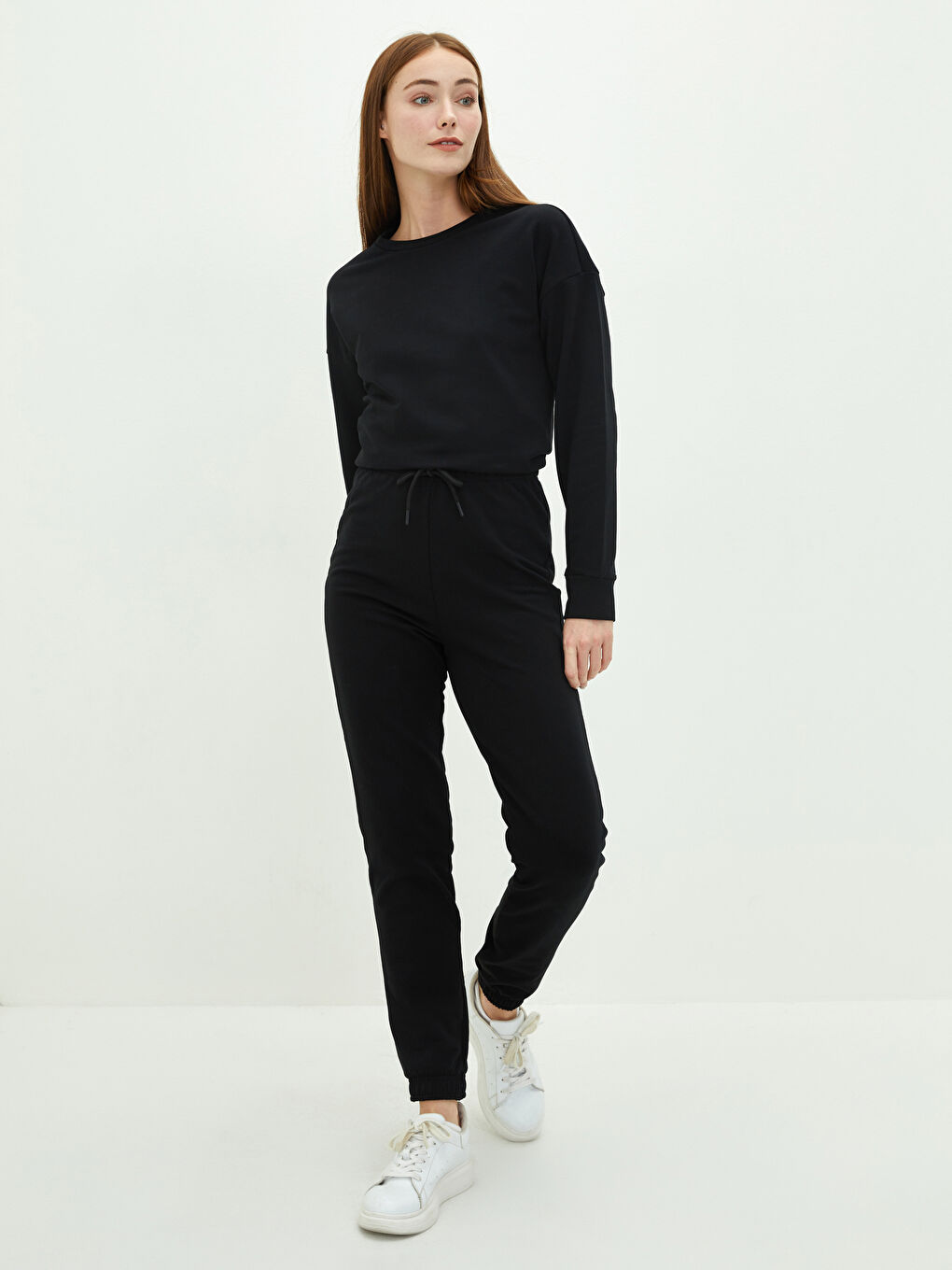 Women's Elastic Waist Plain Tracksuit Bottom-1