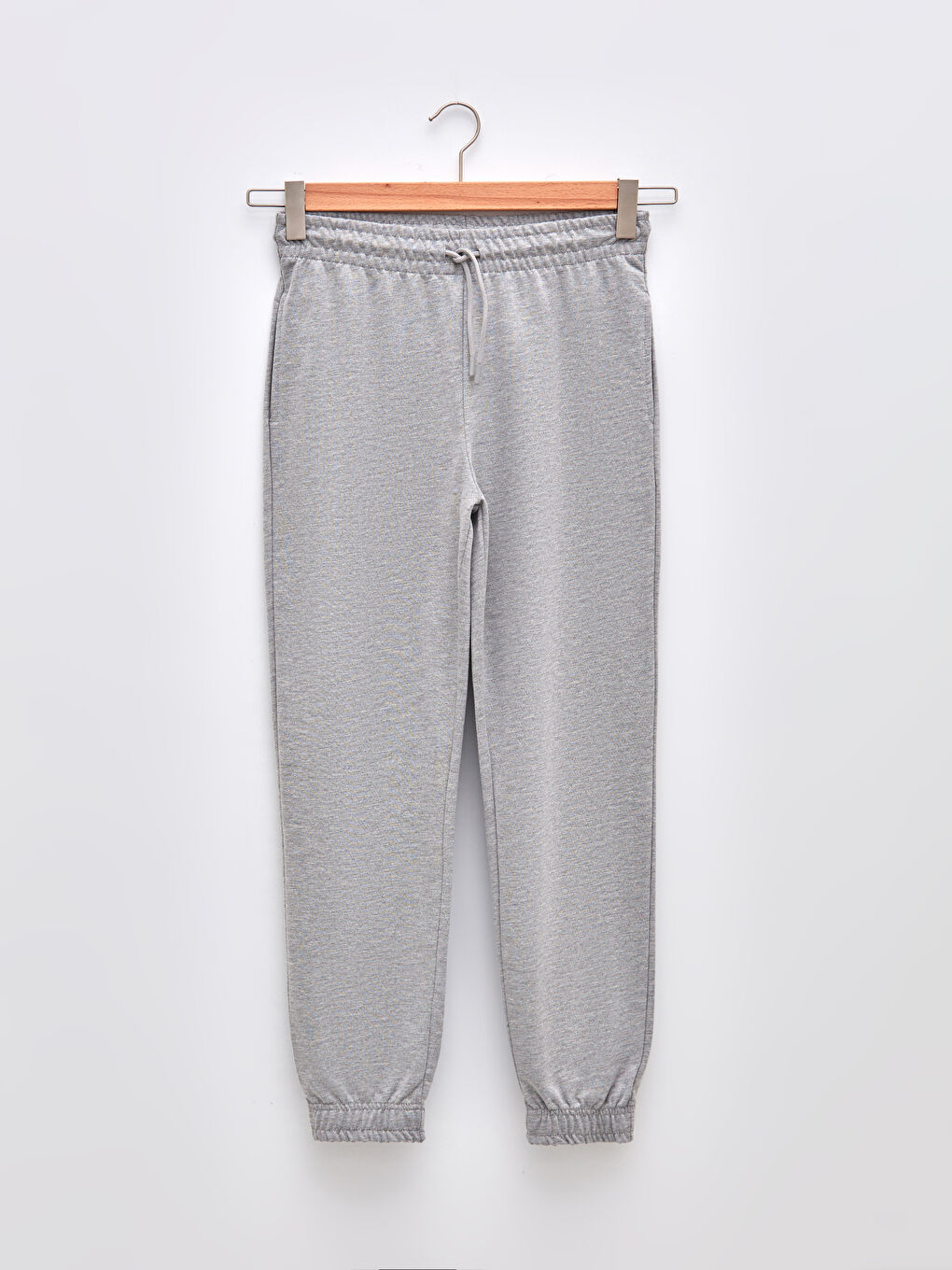 Gri Beli Lastikli Düz Cep Detaylı Kadın Eşofman Altı-5