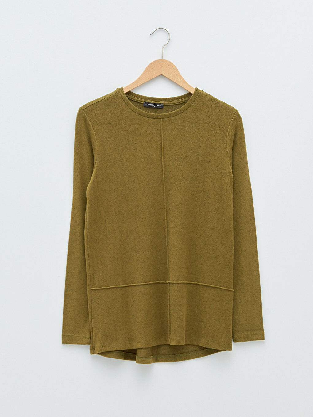 Tricou Simplu Cu Mânecă Lungă Și Guler Rotund Pentru Femei-5