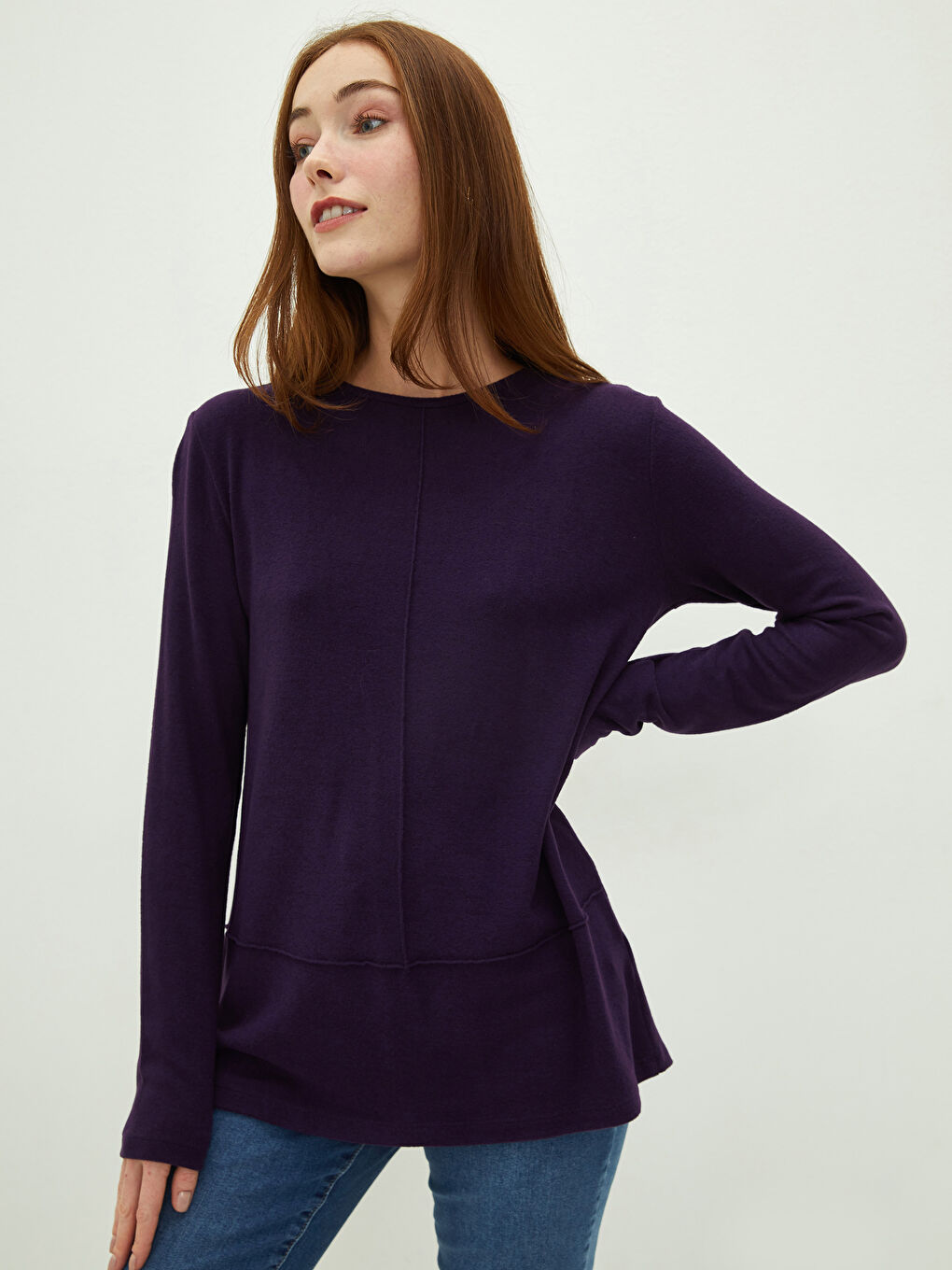 LCWAIKIKI Basic Crew Neck Plain Long Sleeve Women's T-Shirt -W14237Z8-LCP