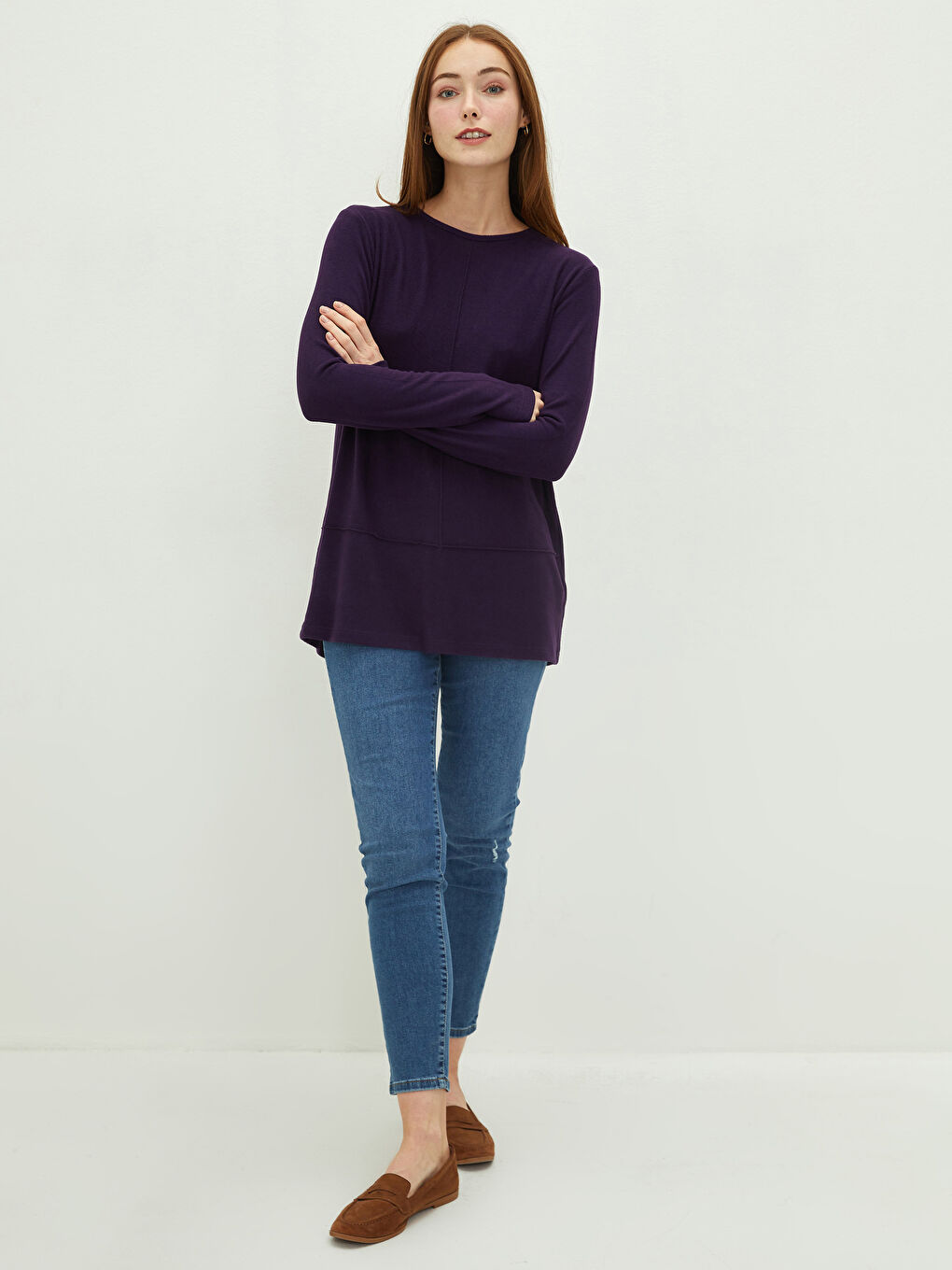 LCWAIKIKI Basic Crew Neck Plain Long Sleeve Women's T-Shirt -W14237Z8-LCP