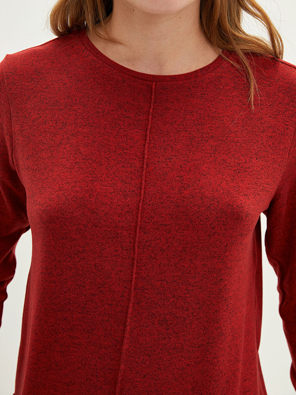 تيشيرت كم طويل سادة بياقة دائرية للسيدات-2