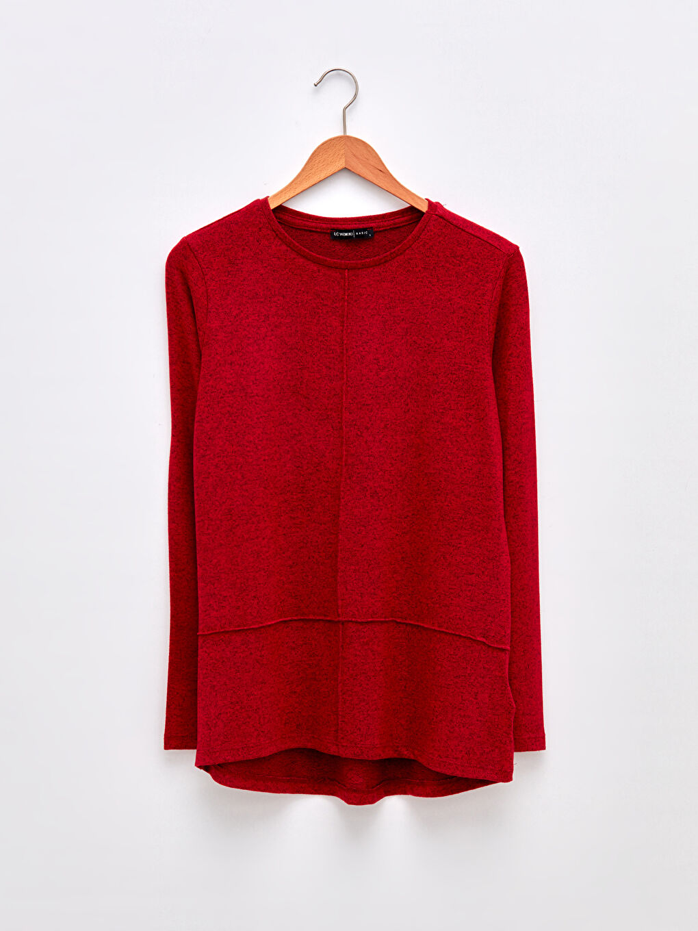 تيشيرت كم طويل سادة بياقة دائرية للسيدات-5