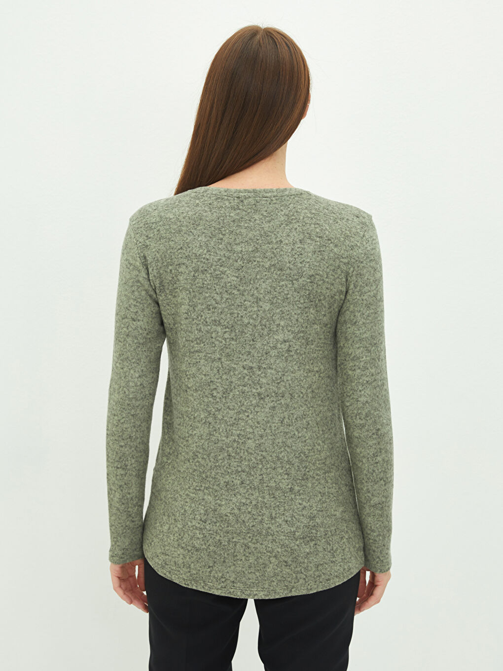 Crew Neck Plain Long Sleeve Women's T-Shirt-4