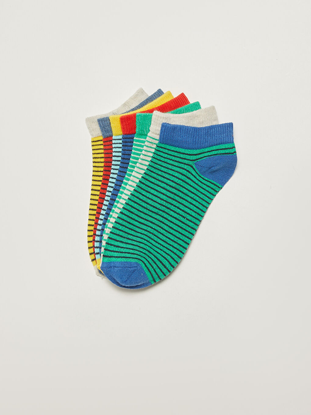 Karışık Çizgili Erkek Çocuk Patik Çorap 7'li
