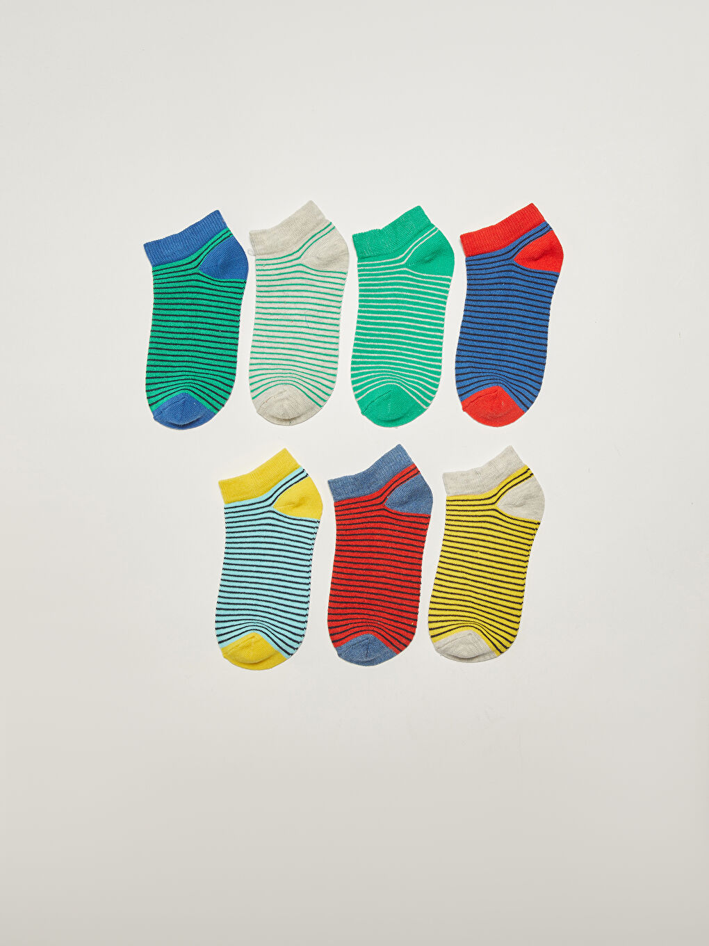 Karışık Çizgili Erkek Çocuk Patik Çorap 7'li-1