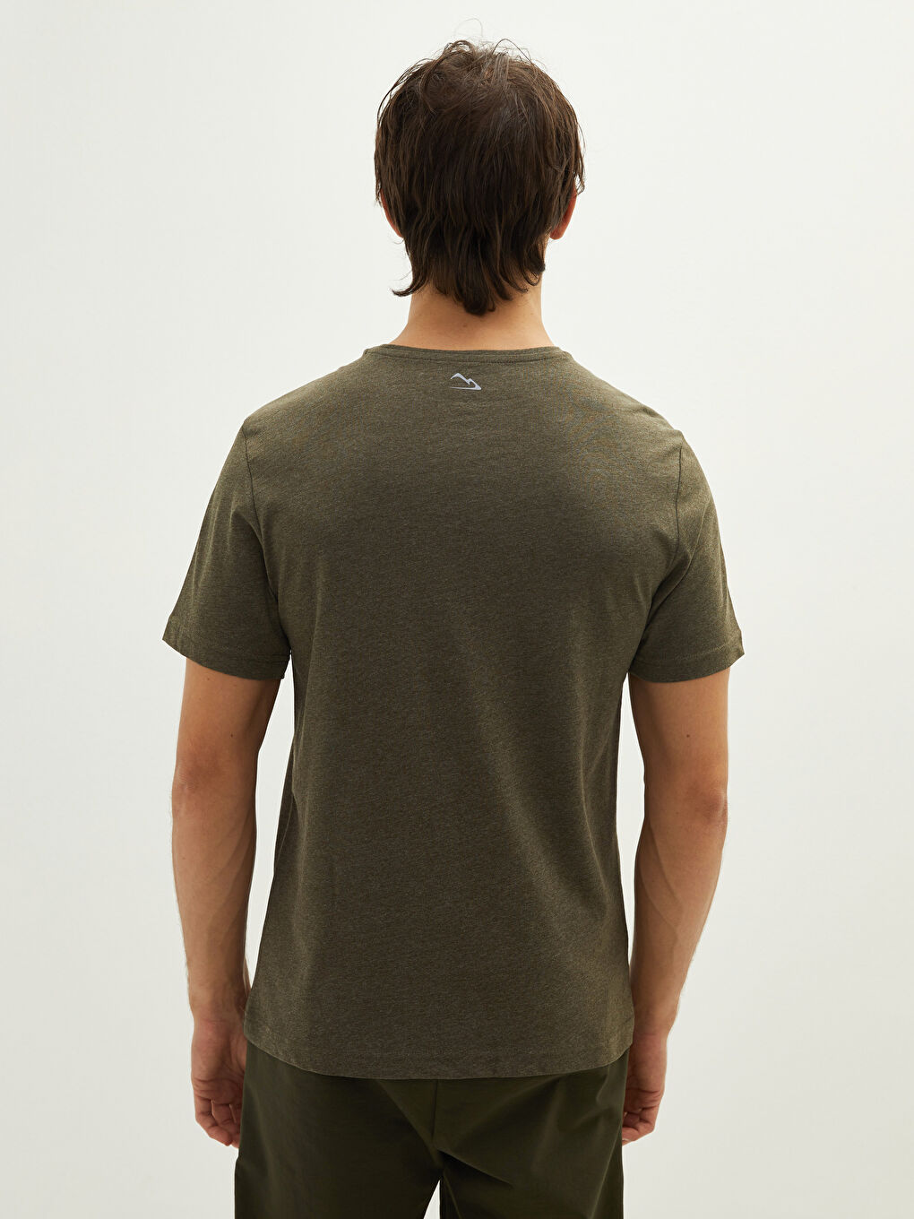 Haki Bisiklet Yaka Kısa Kollu Erkek Tişört-5